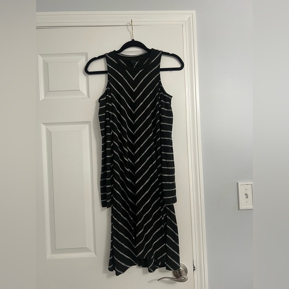 NWOT a.n.a black and white striped dress with shoulder cut outs - Picture 3 of 6